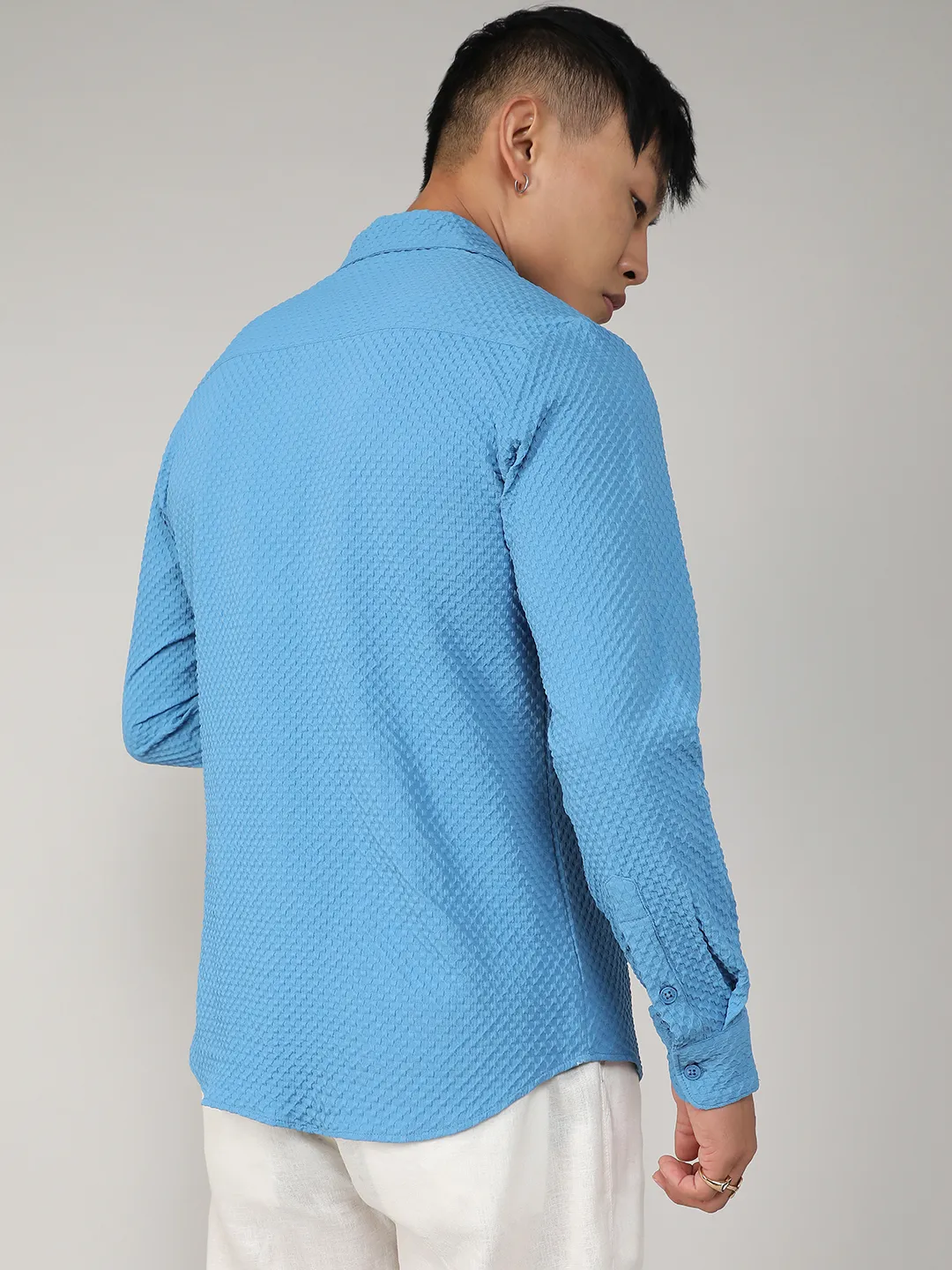 Textured Micro Buffalo Check Shirt - Image 4