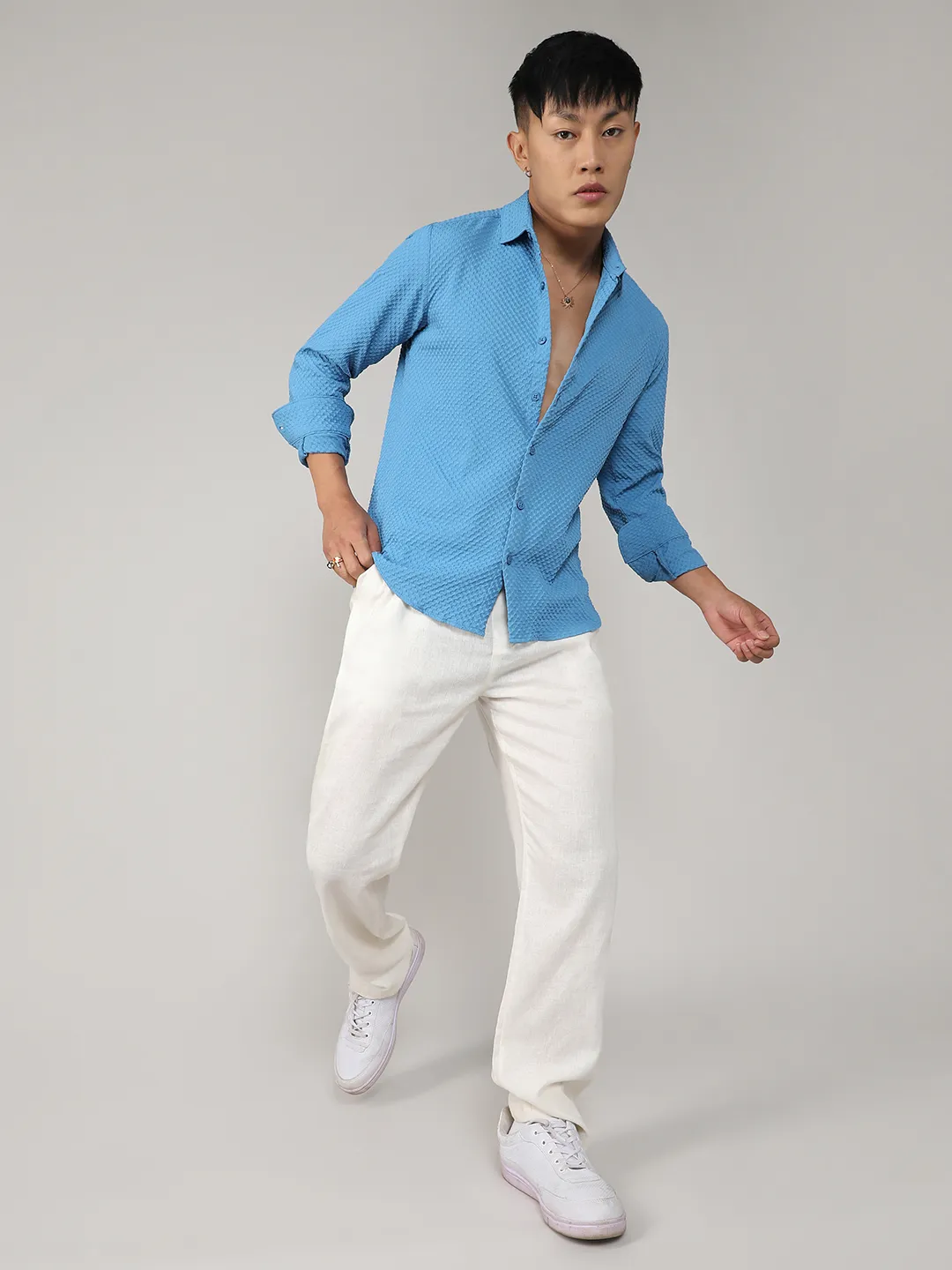 Textured Micro Buffalo Check Shirt - Image 5