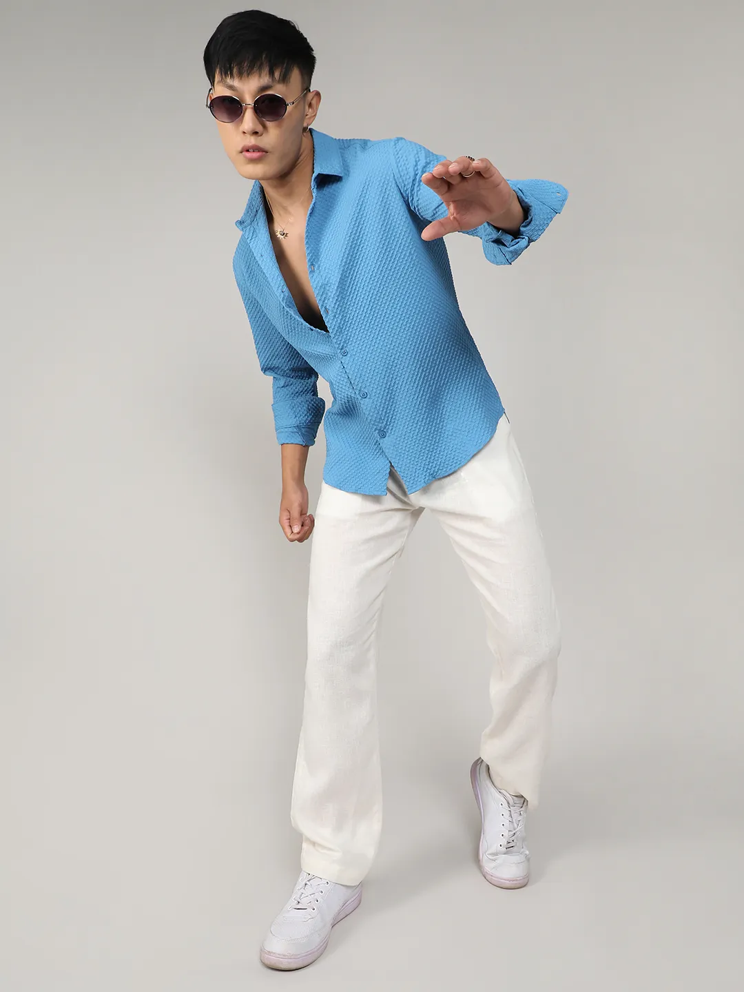 Textured Micro Buffalo Check Shirt - Image 6