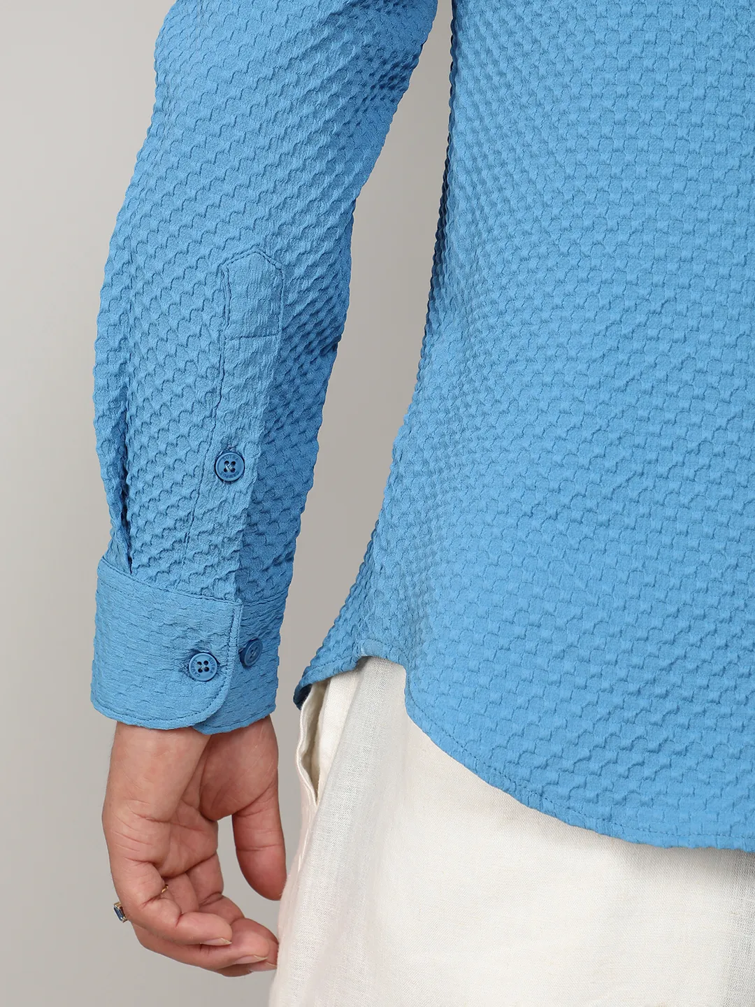 Textured Micro Buffalo Check Shirt - Image 8