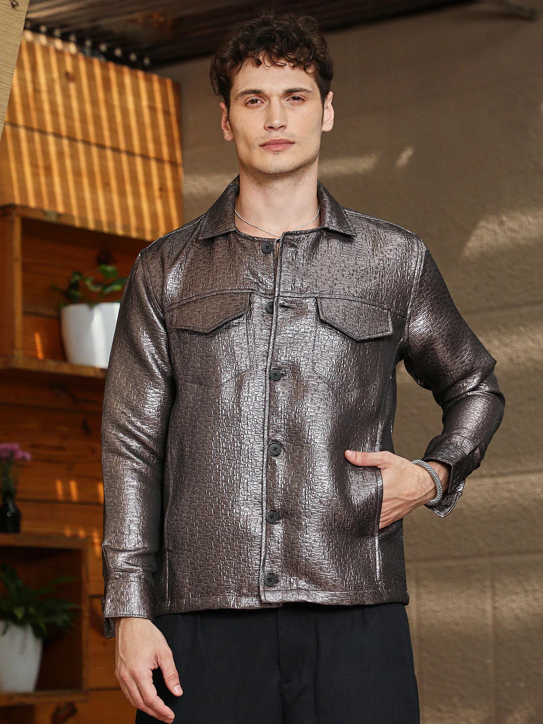 Metallic Utility Shacket - Image 2