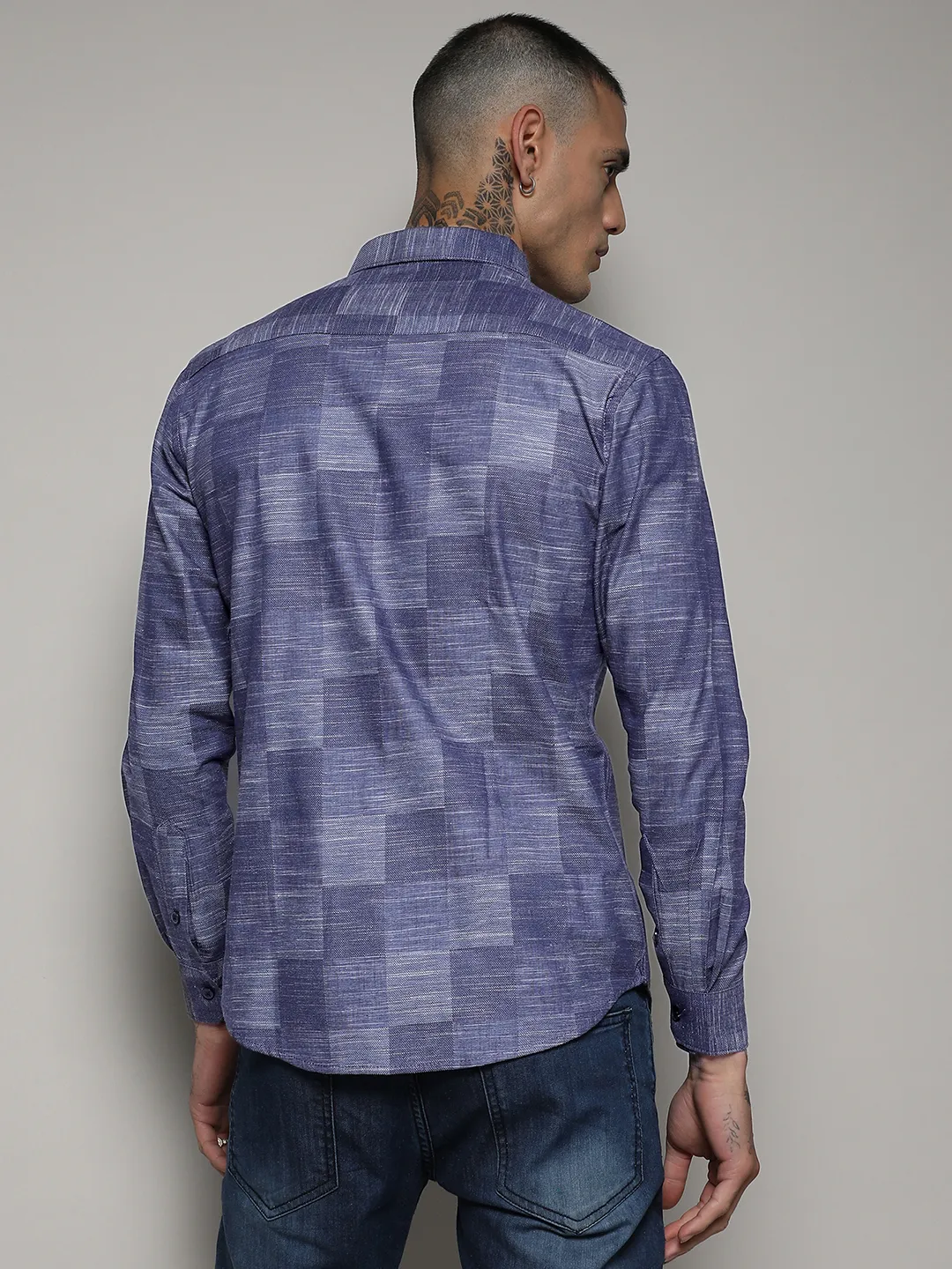 Heathered Denim Check Shirt - Image 3