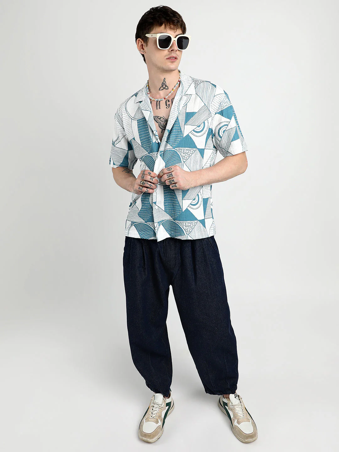 Oversized Geometric Lined Shirt - Image 6