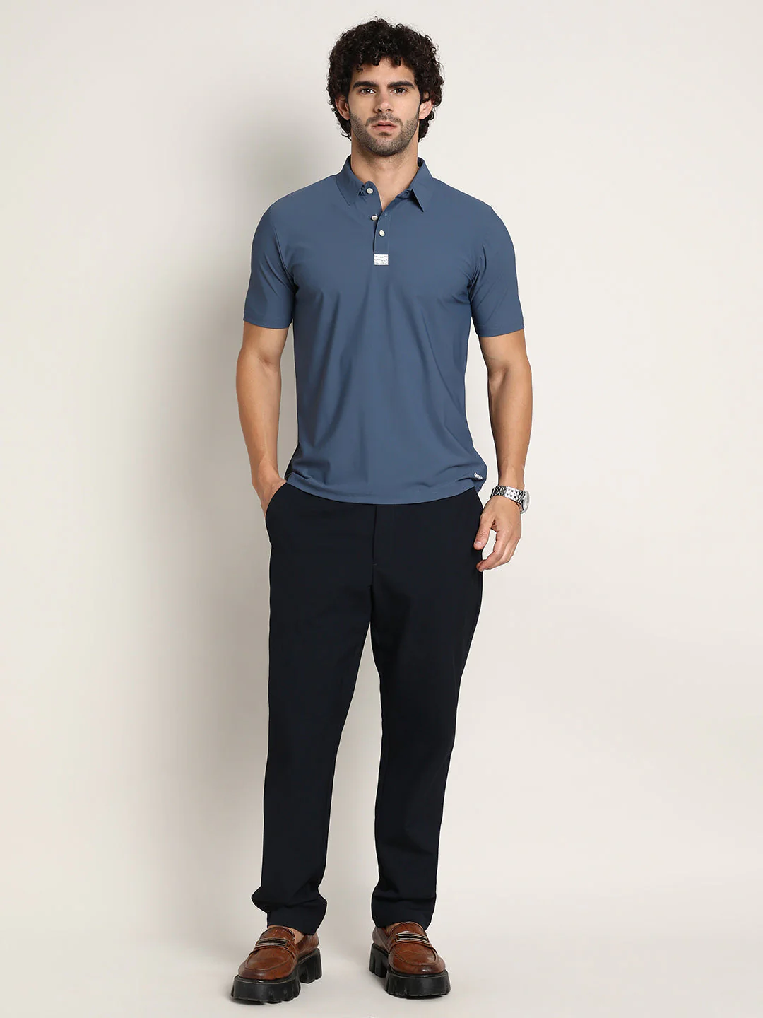 Seamless Waffle Polo T-Shirt - Image 5