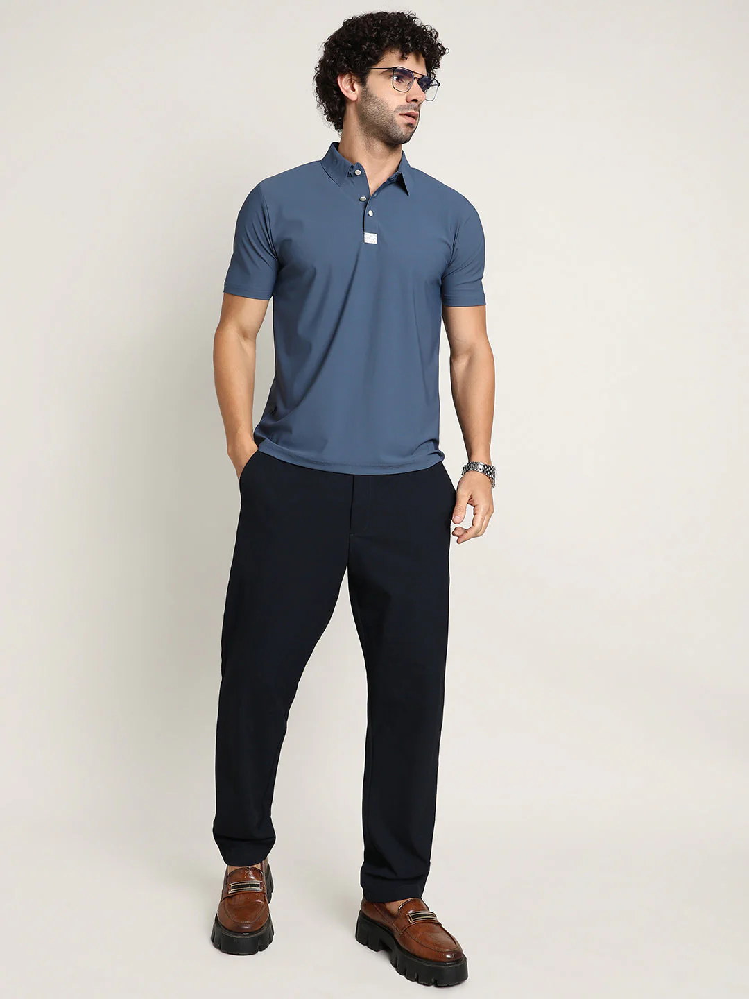 Seamless Waffle Polo T-Shirt - Image 6
