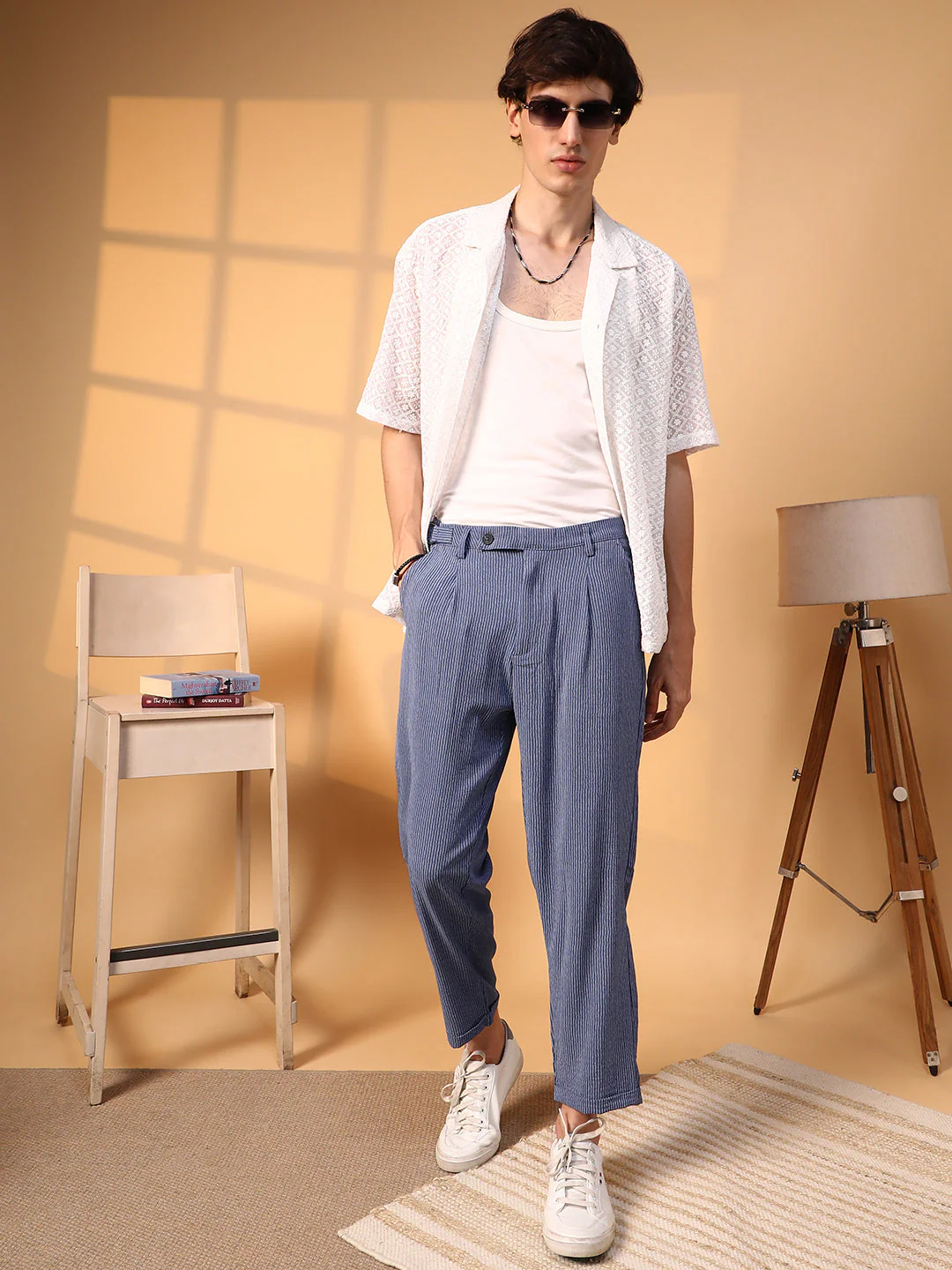 Lightweight - Striped Tailored Trousers - Image 6