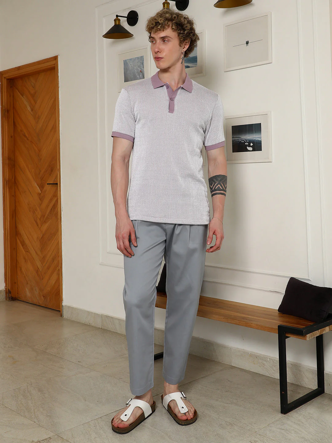 Striped Poly Spandex Polo Shirt - Image 5