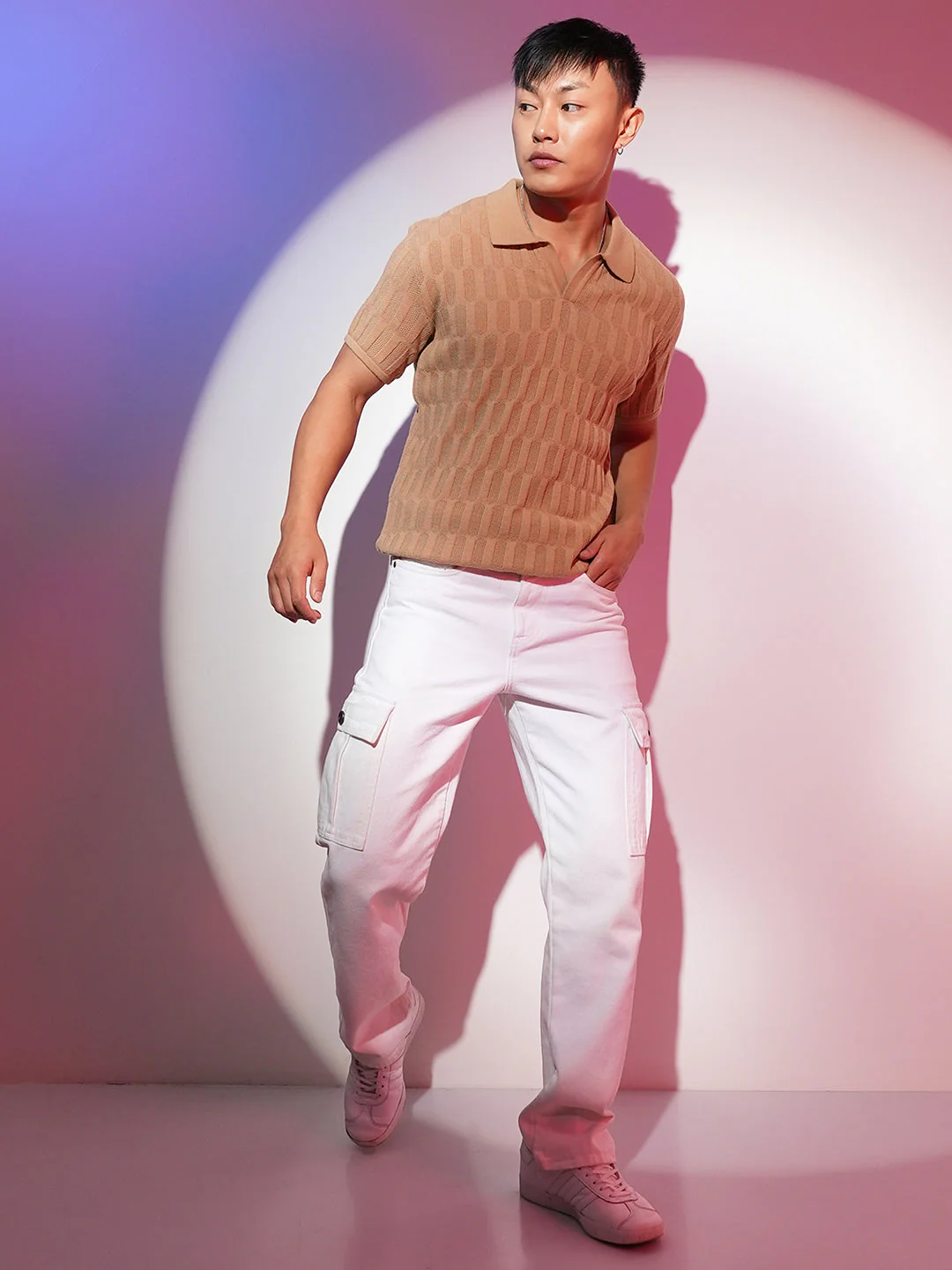 Honeycomb-Textured Polo T-Shirt - Image 5