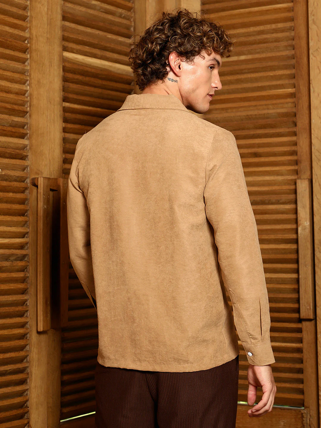 Solid Shawl Collar Oversized Shirt - Image 4