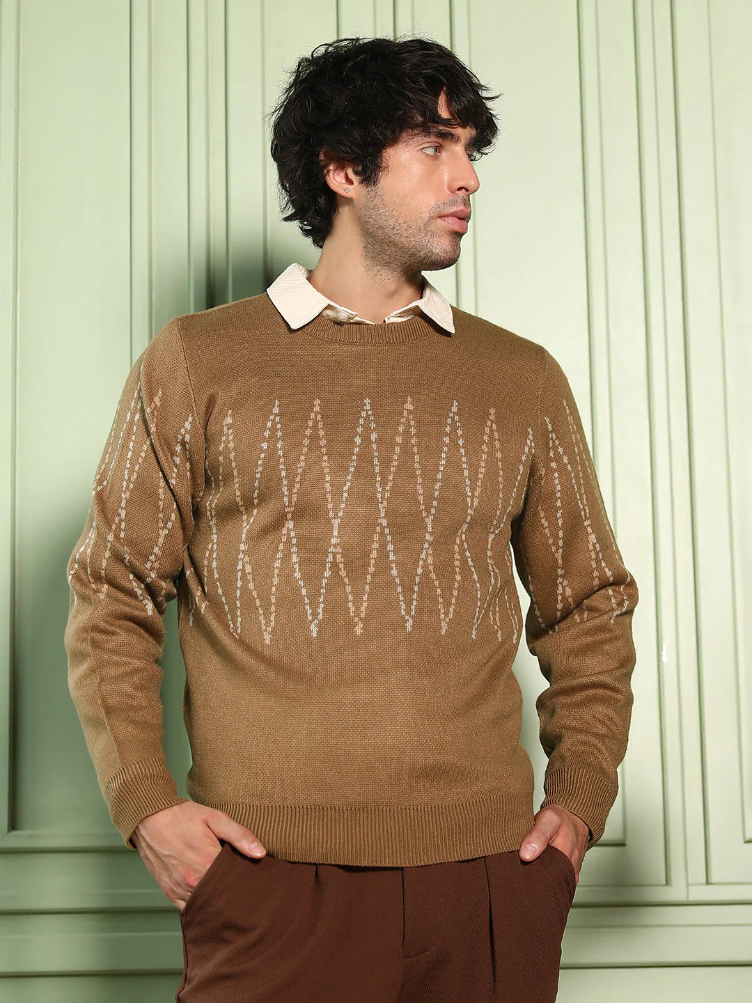 Zigzag-Jacquard Pullover Sweater - Image 2