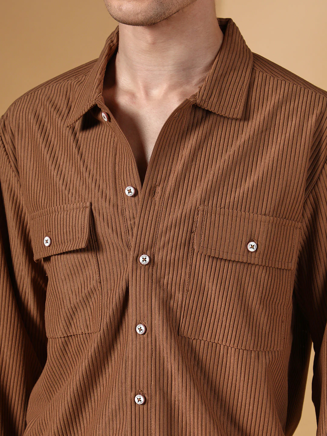 Solid Ribbed Utility Shirt - Image 7