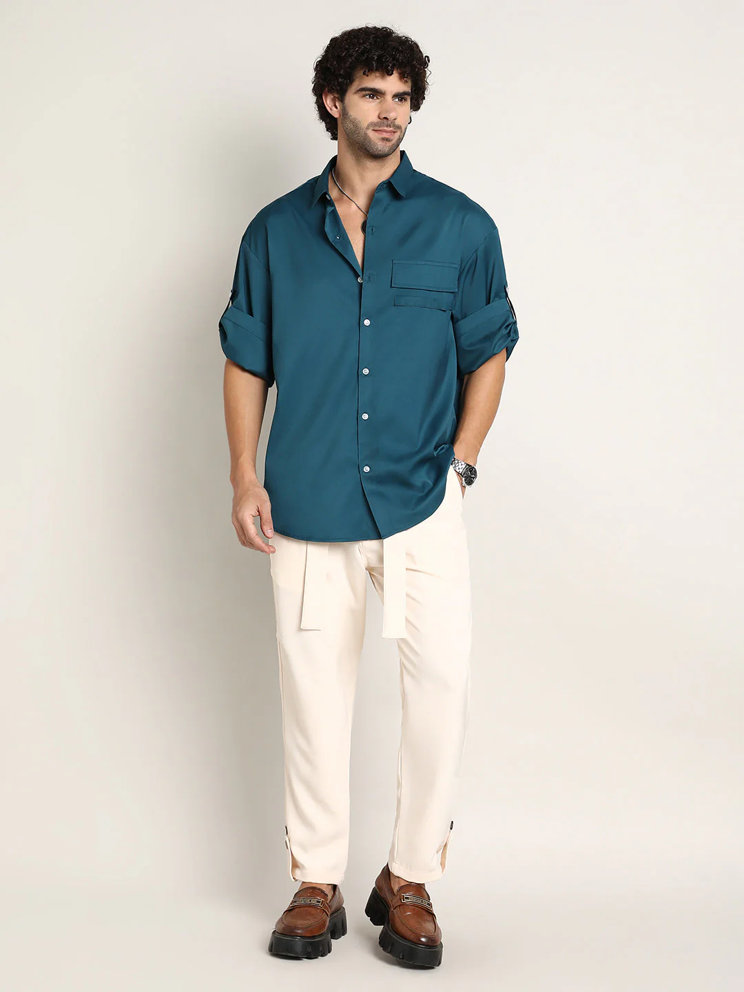 Satin-Utility Oversized Shirt - Image 5