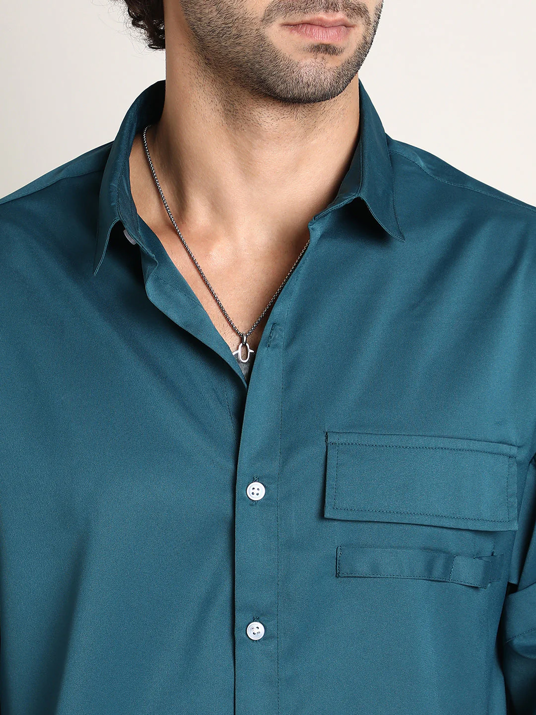 Satin-Utility Oversized Shirt - Image 7