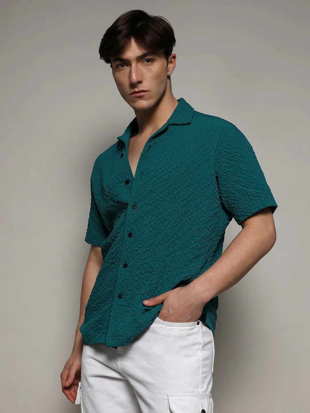 Self-Design Creased Striped Shirt - Image 3