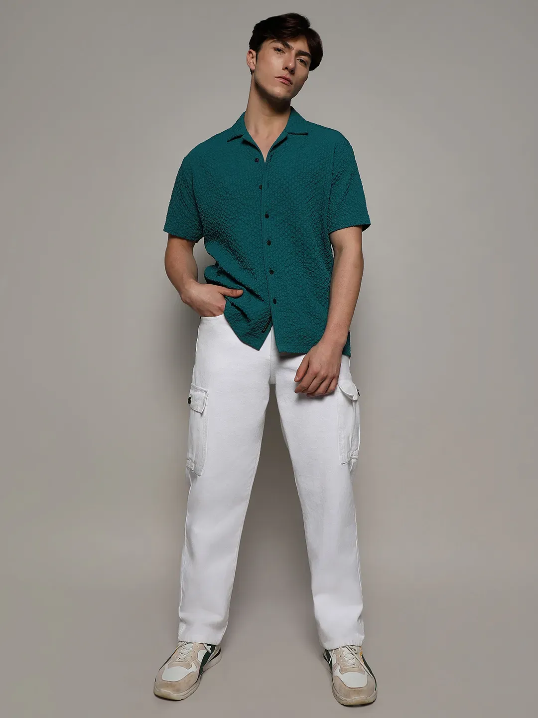 Self-Design Creased Striped Shirt - Image 5