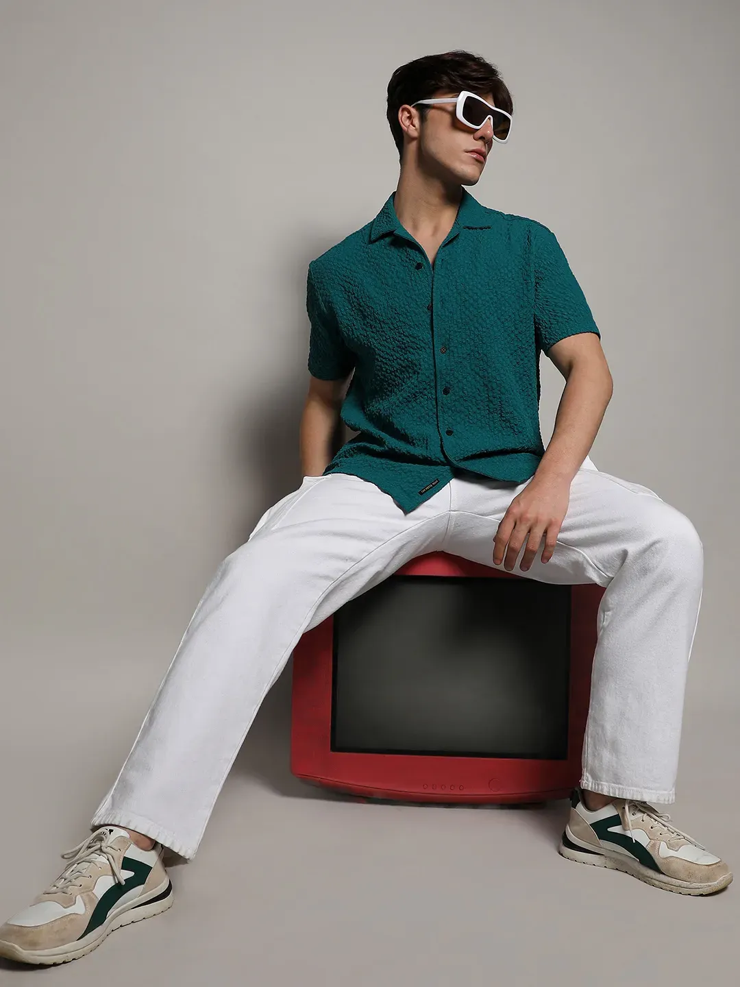 Self-Design Creased Striped Shirt - Image 6