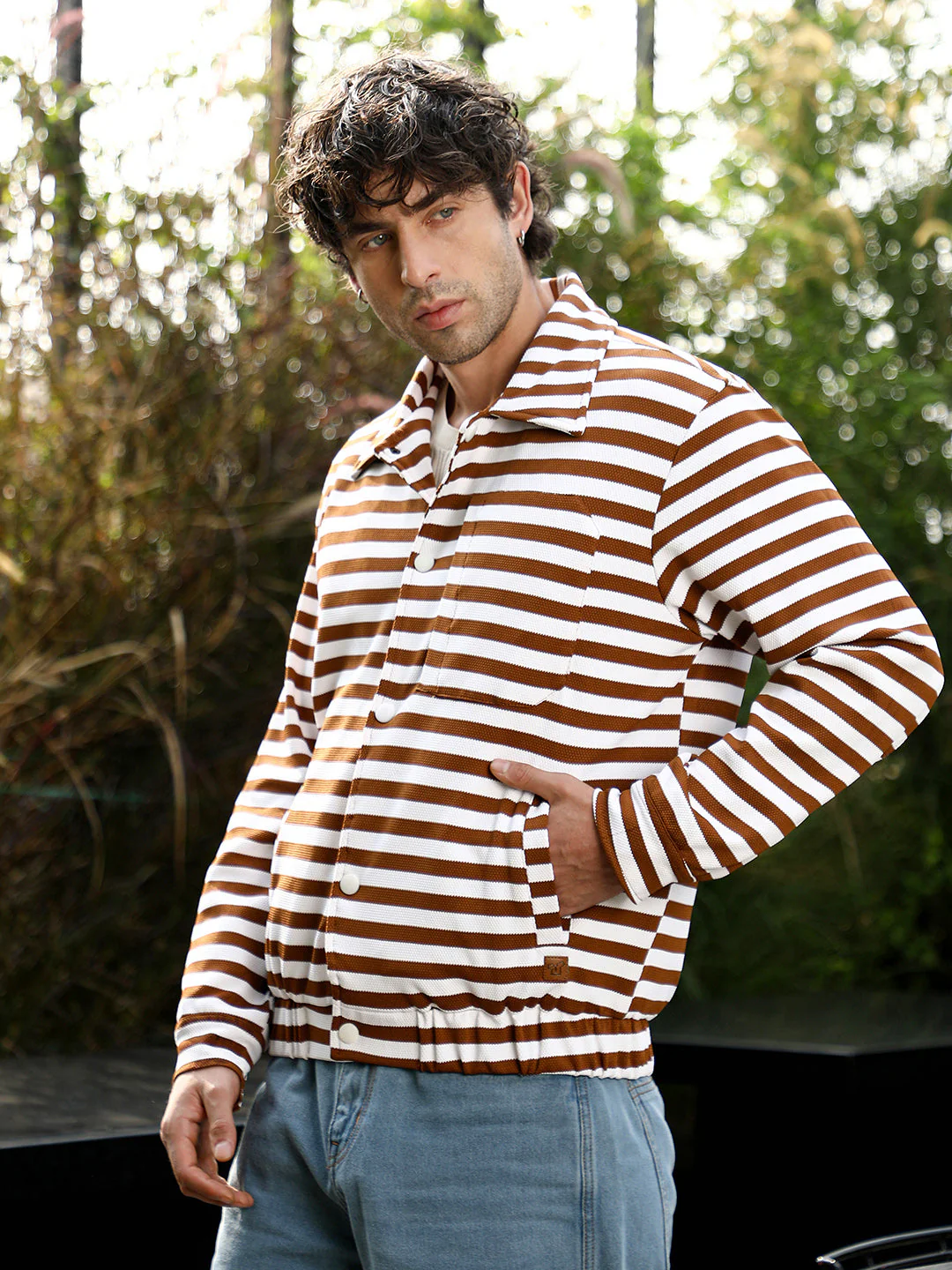 Candy-Striped Utility Bomber Jacket - Image 3