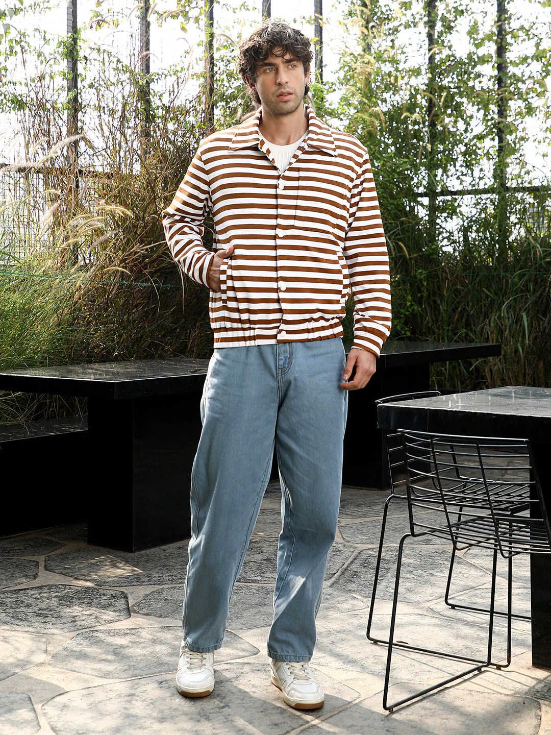 Candy-Striped Utility Bomber Jacket - Image 5