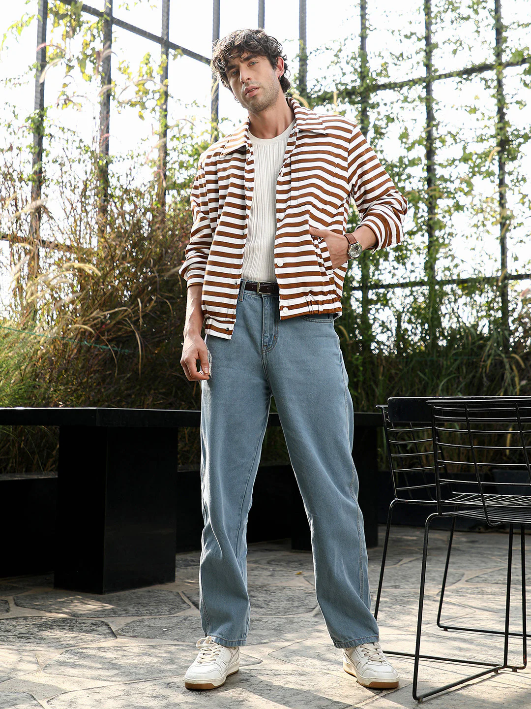 Candy-Striped Utility Bomber Jacket - Image 6