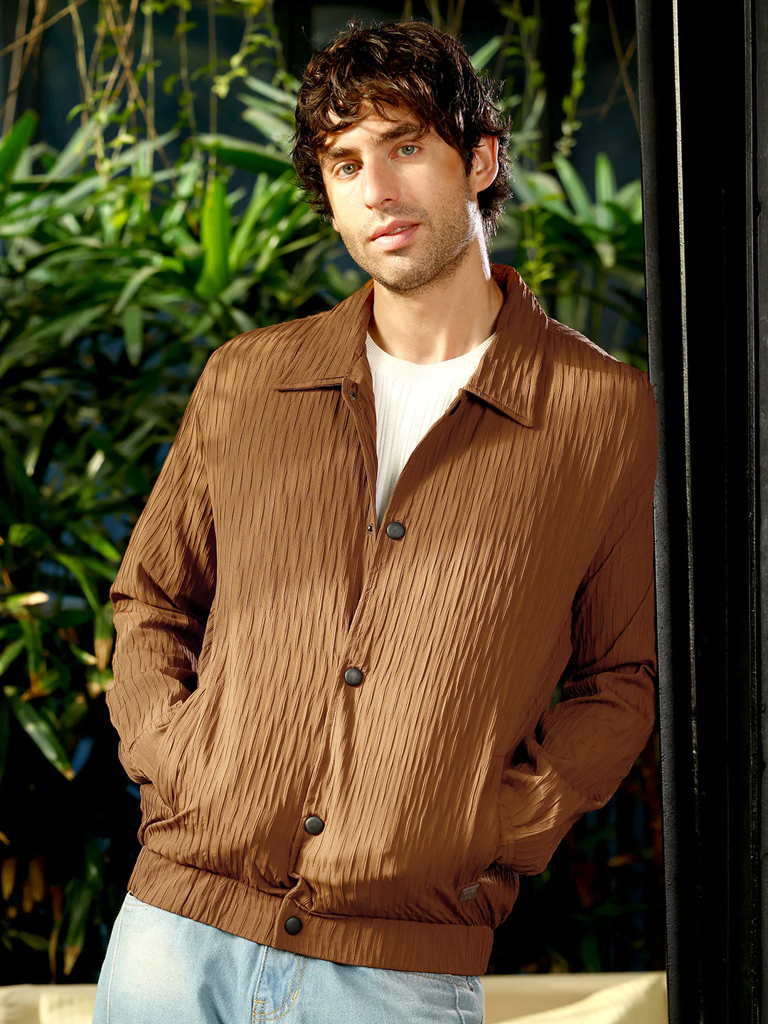Crease-Tactile Bomber Jacket - Image 2