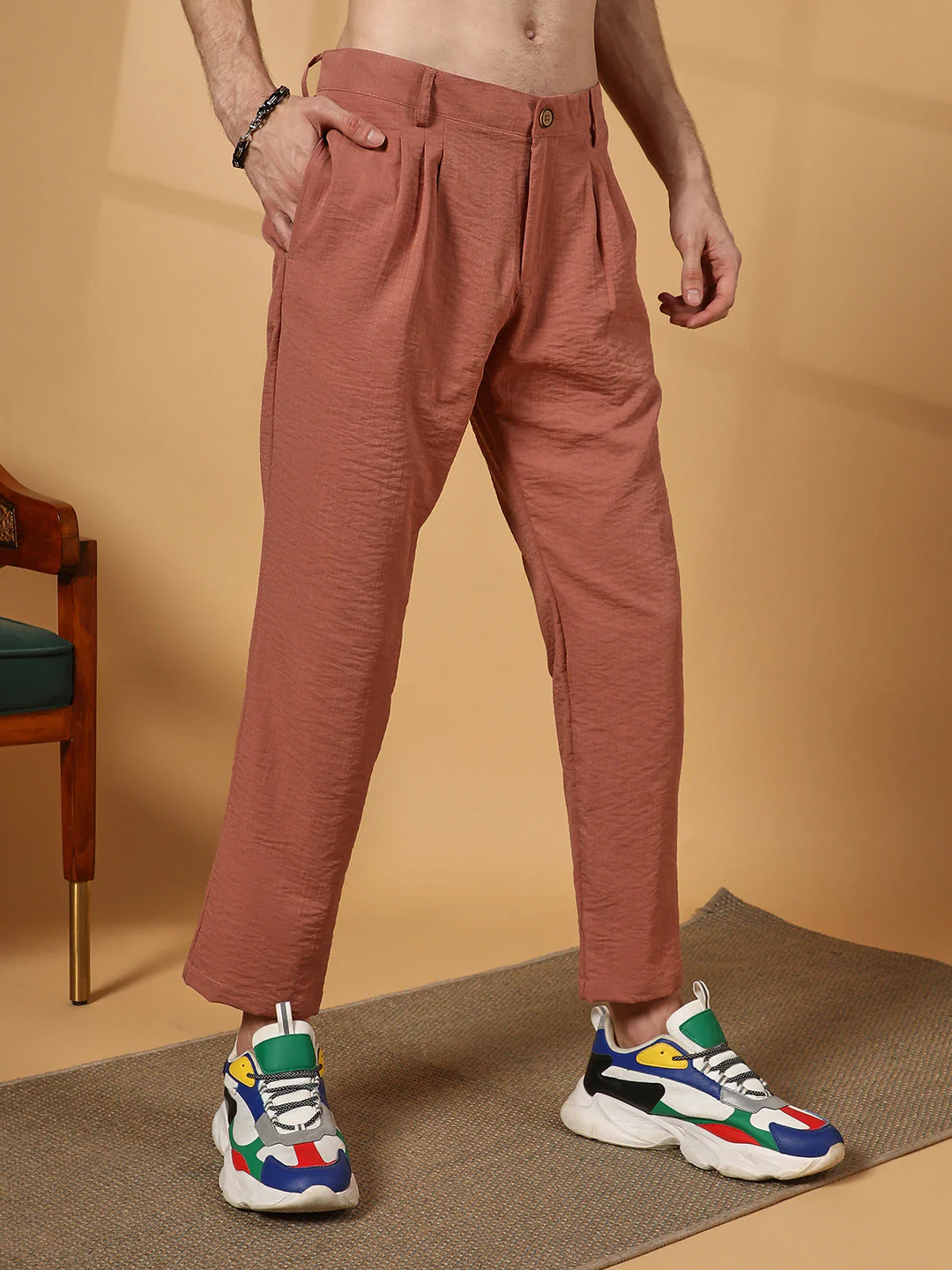 Lightweight - Crinkled Tailored Trousers - Image 3