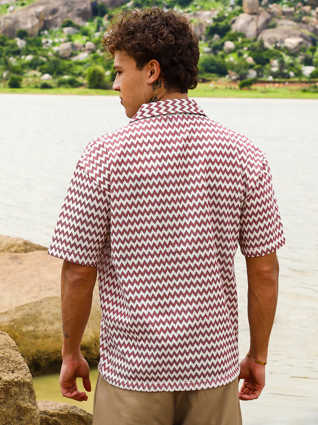 Chevron-Striped Oversized Shirt - Image 4