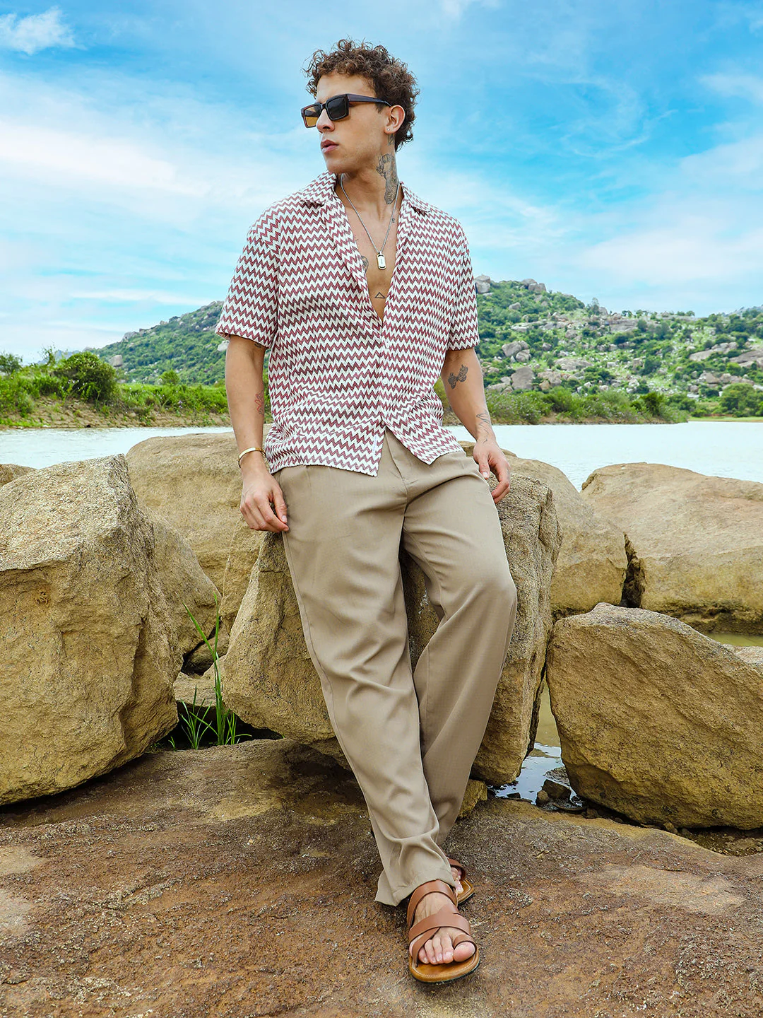 Chevron-Striped Oversized Shirt - Image 6