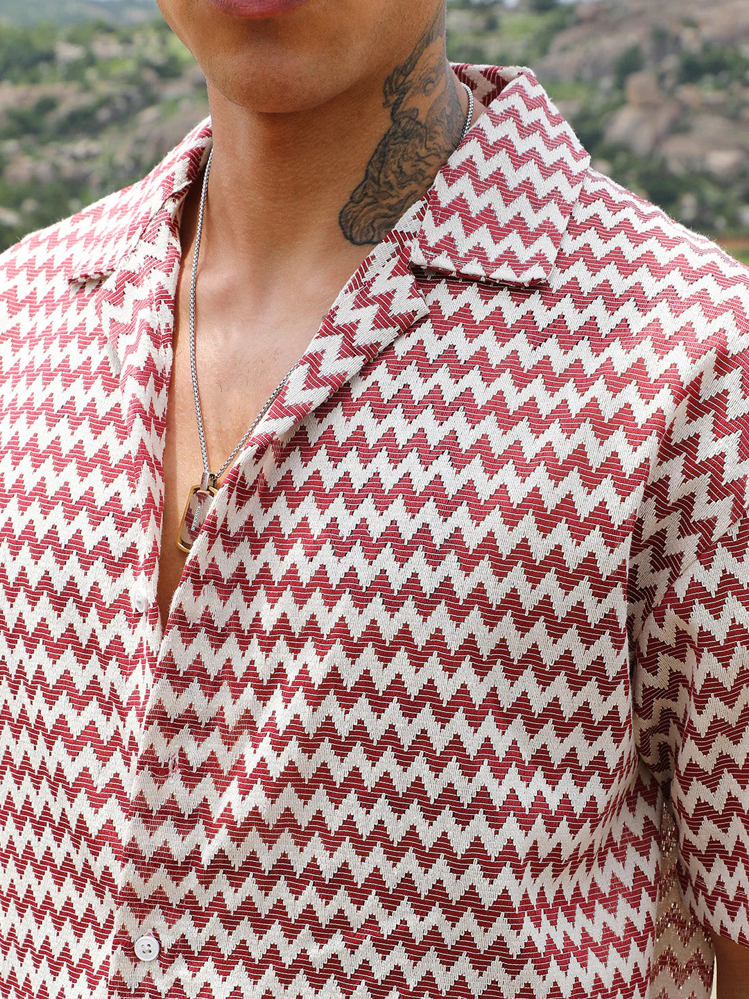Chevron-Striped Oversized Shirt - Image 7