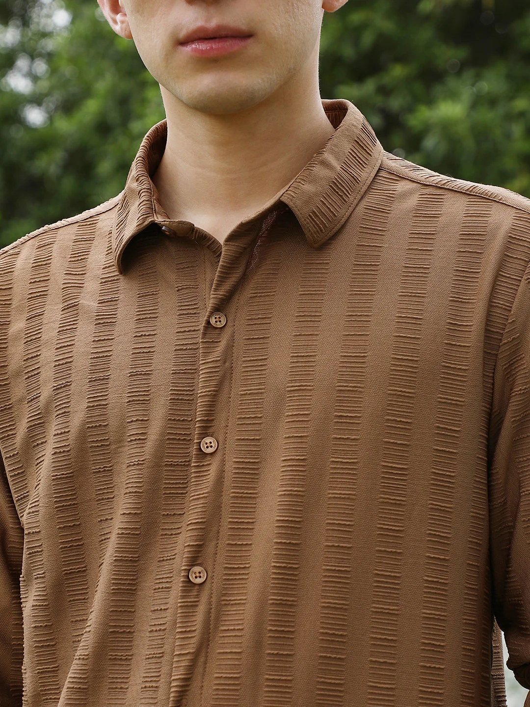 Textured Brown Full Sleeve Shirt - Image 7
