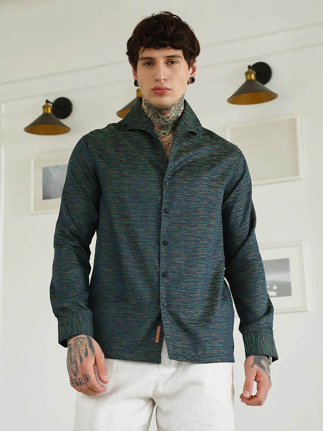 Textured Cotton Blend Slim Fit Shirt - Image 2
