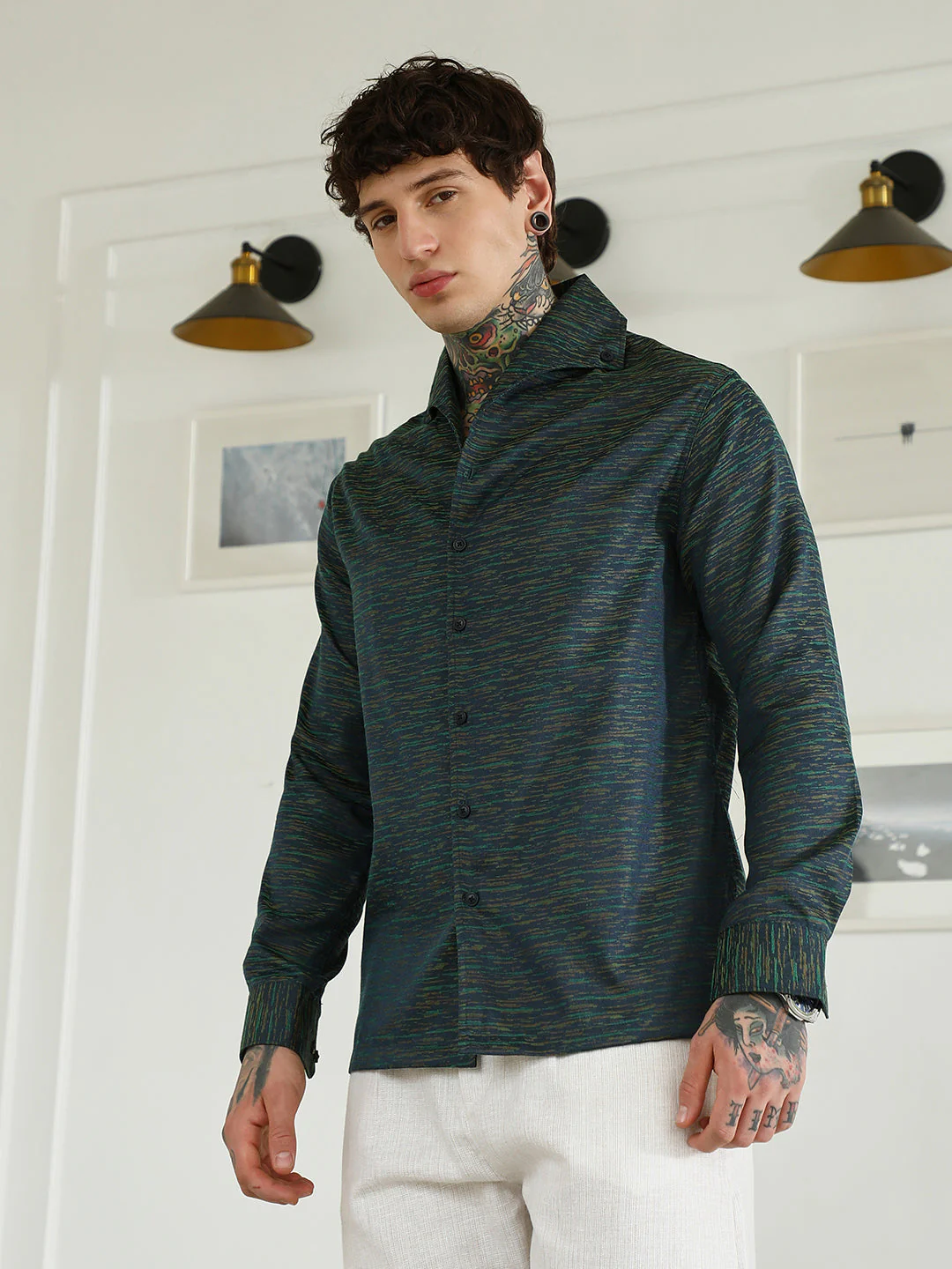 Textured Cotton Blend Slim Fit Shirt - Image 3
