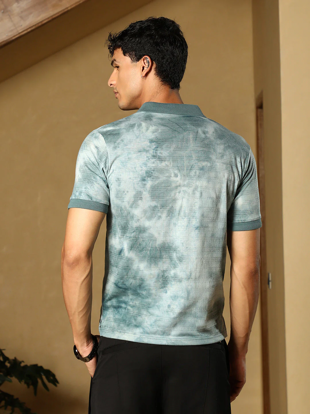 Dye-Panel Jacquard Polo T-Shirt - Image 4