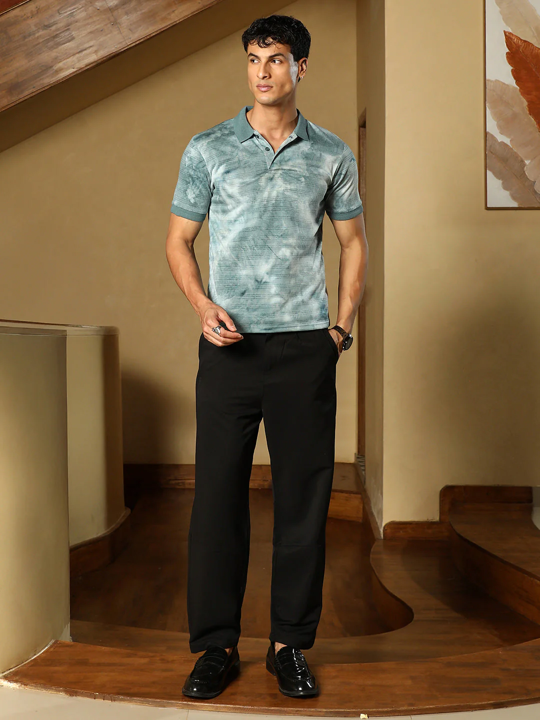 Dye-Panel Jacquard Polo T-Shirt - Image 5