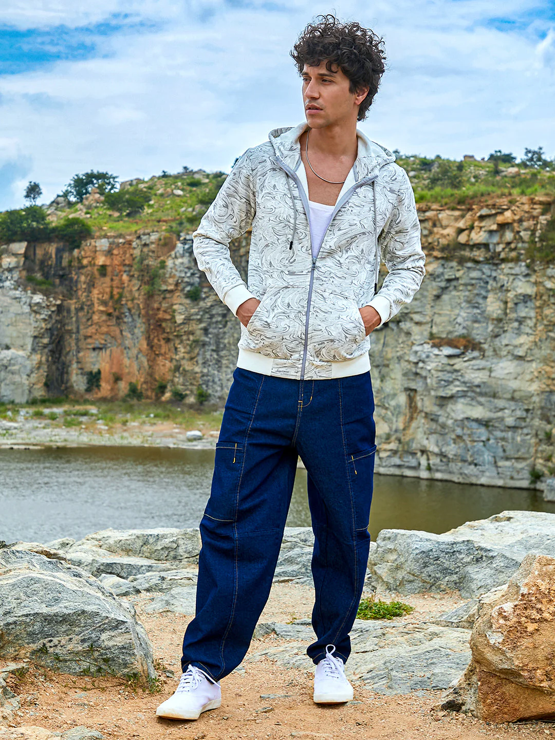 Contrast Fluid Zip Front Hoodie - Image 5
