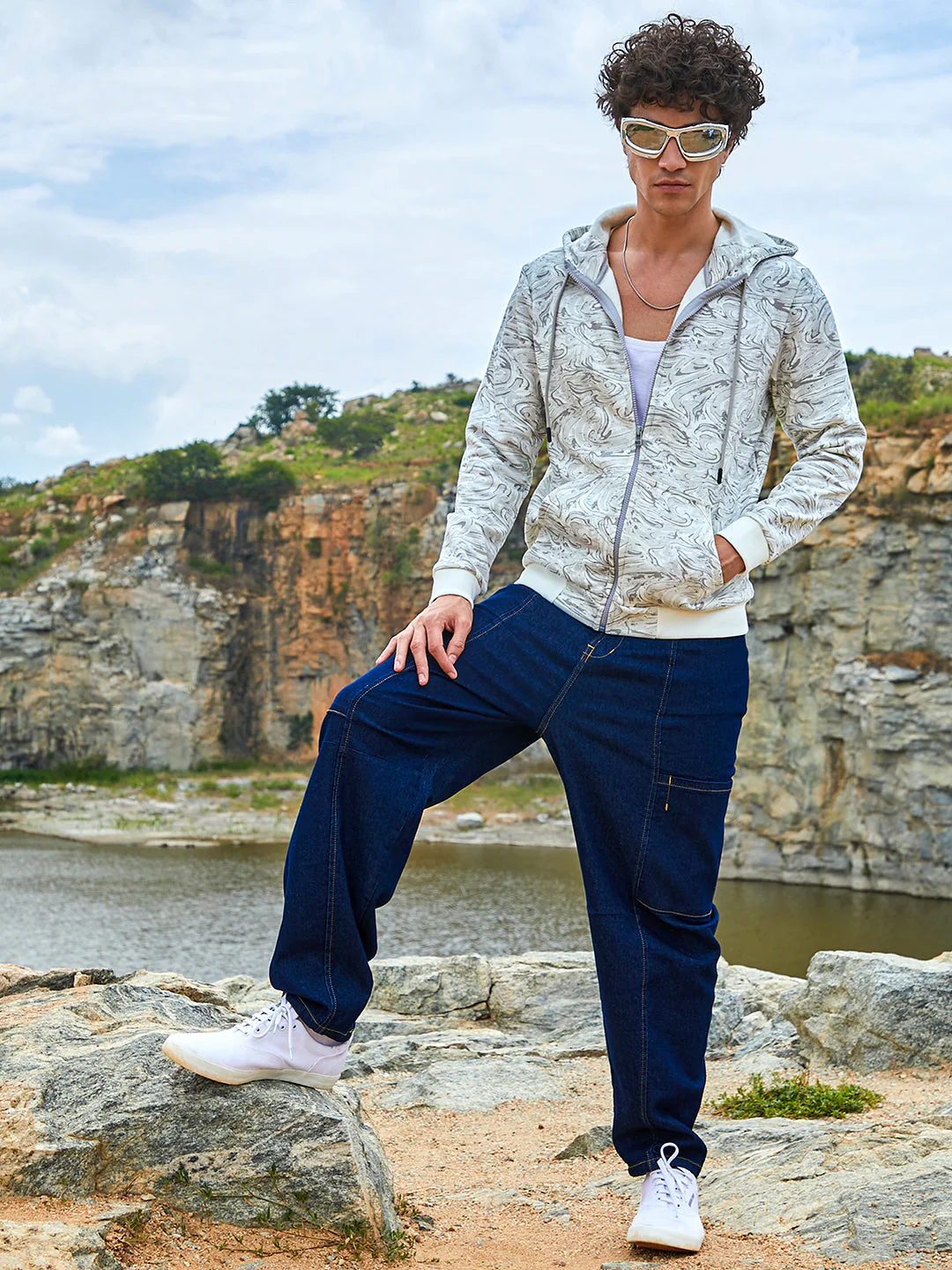 Contrast Fluid Zip Front Hoodie - Image 6
