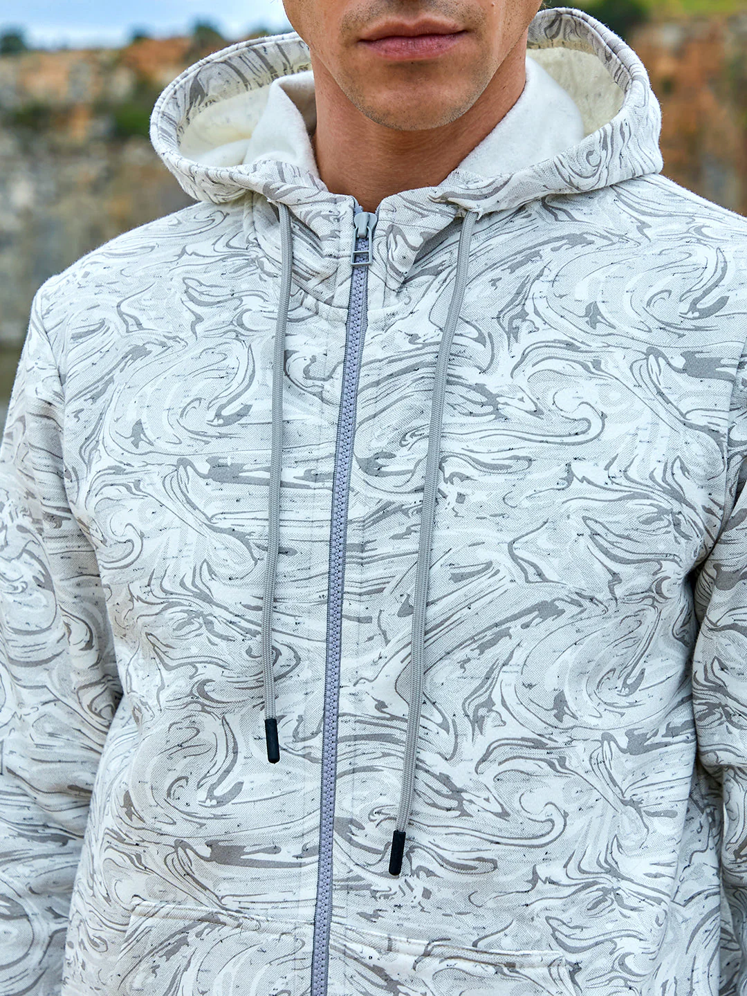 Contrast Fluid Zip Front Hoodie - Image 7
