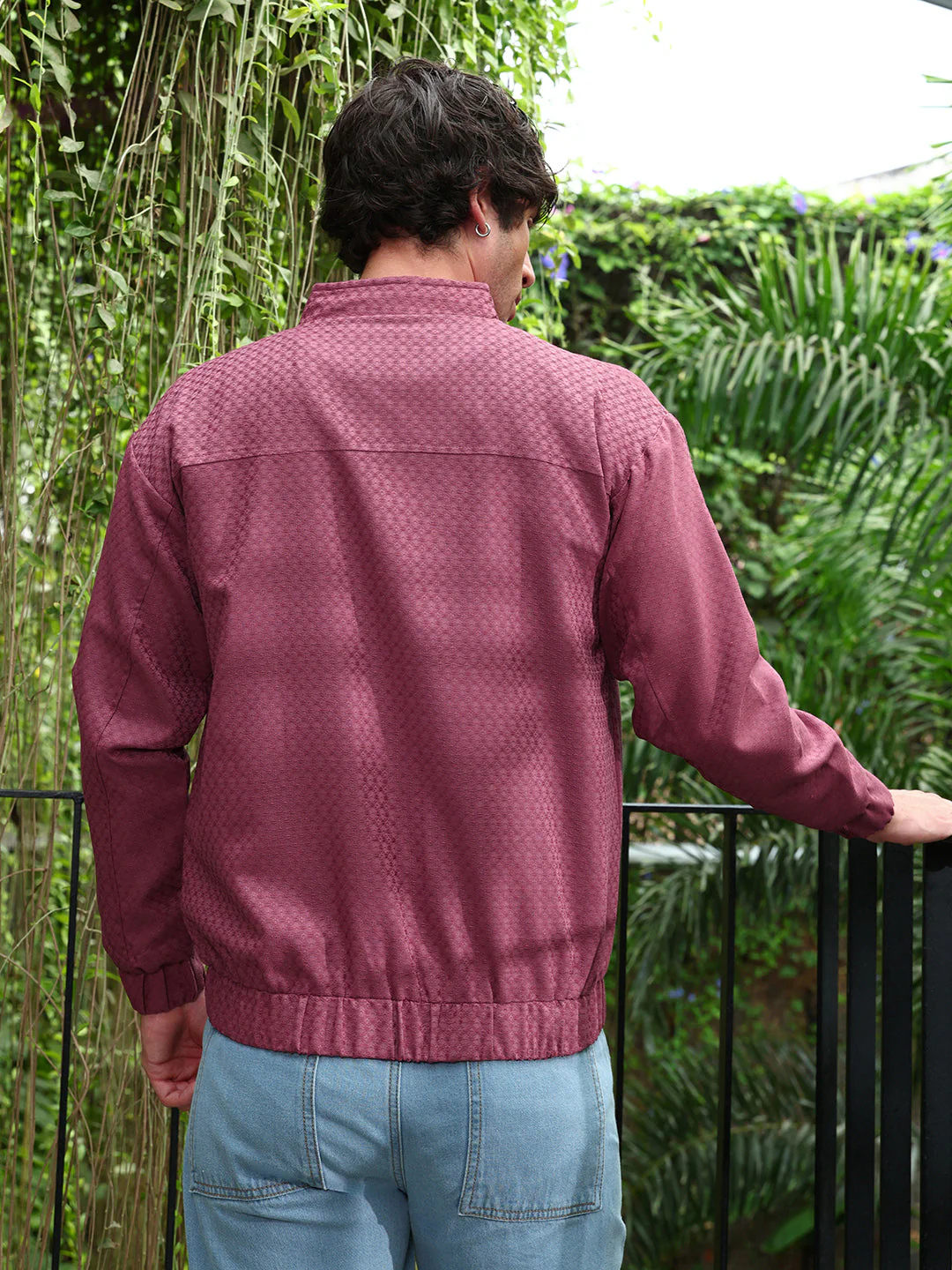 Gridveil-Jacquard Bomber Jacket - Image 4