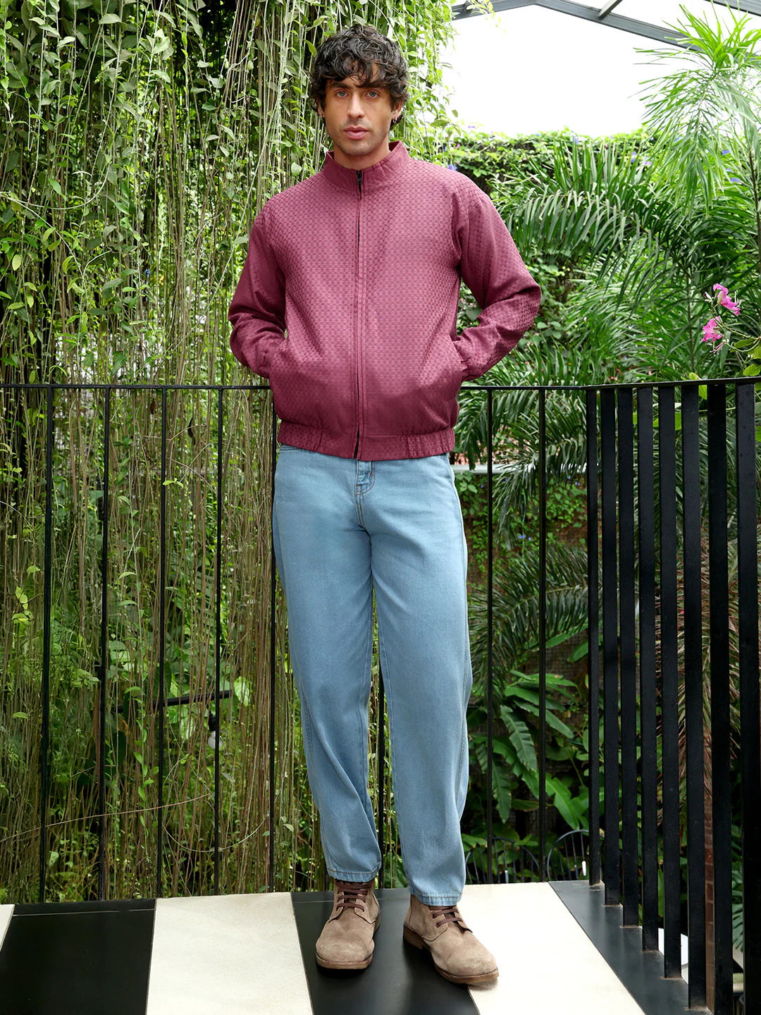 Gridveil-Jacquard Bomber Jacket - Image 5