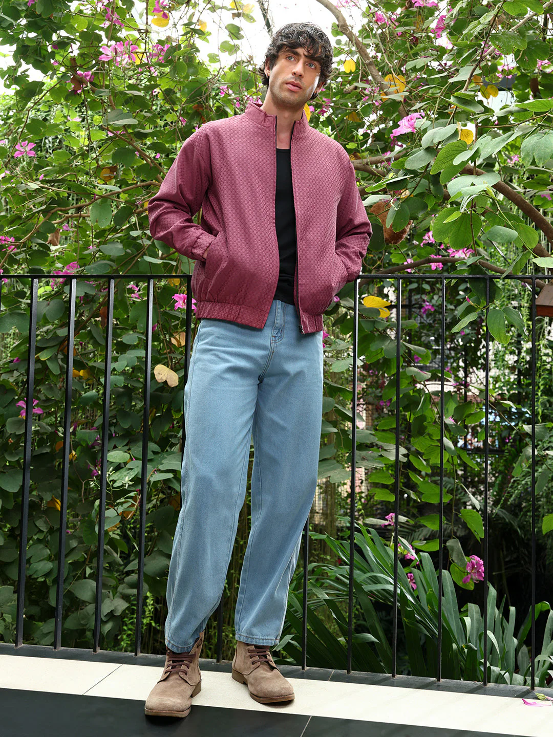 Gridveil-Jacquard Bomber Jacket - Image 6