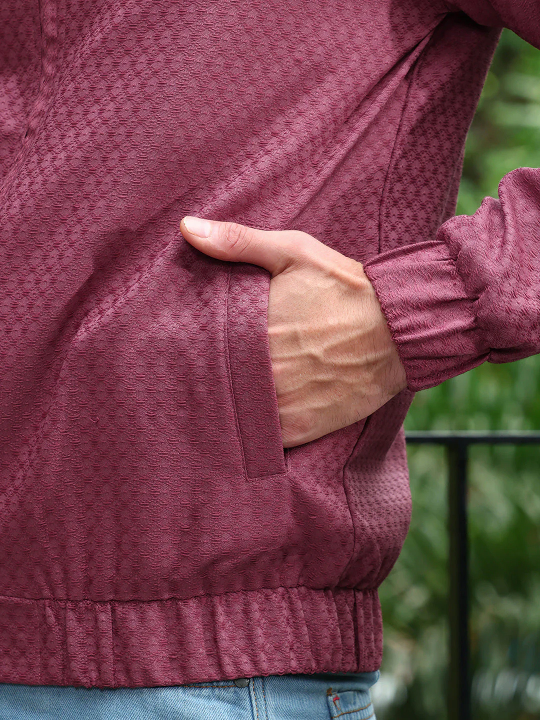 Gridveil-Jacquard Bomber Jacket - Image 8