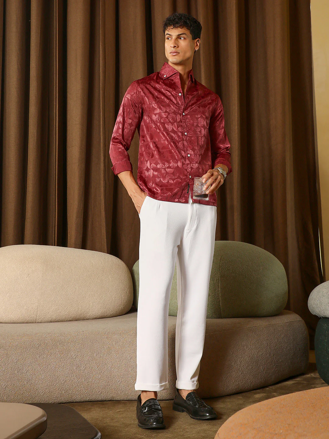 Semicurve-Jacquard Satin Shirt - Image 6