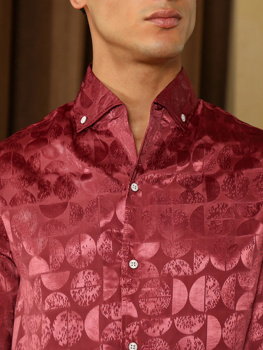Semicurve-Jacquard Satin Shirt - Image 7