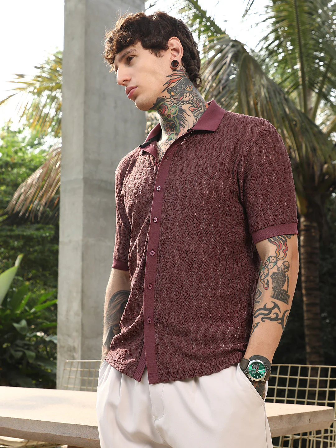 Swirl-Knit Polo Shirt - Image 11