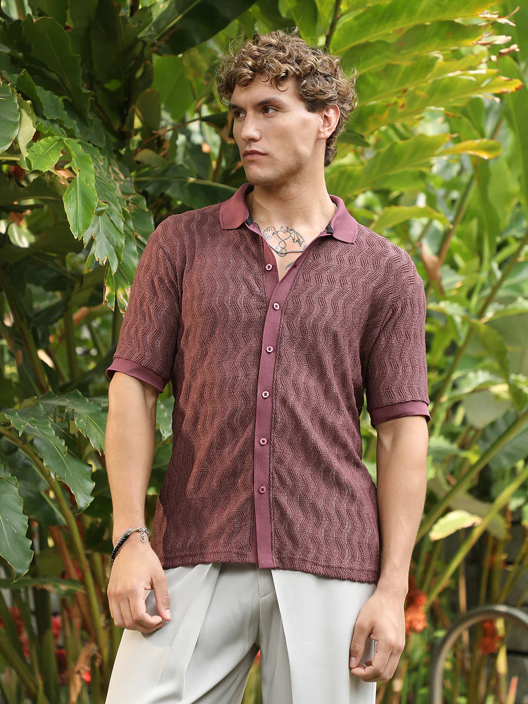 Swirl-Knit Polo Shirt - Image 3