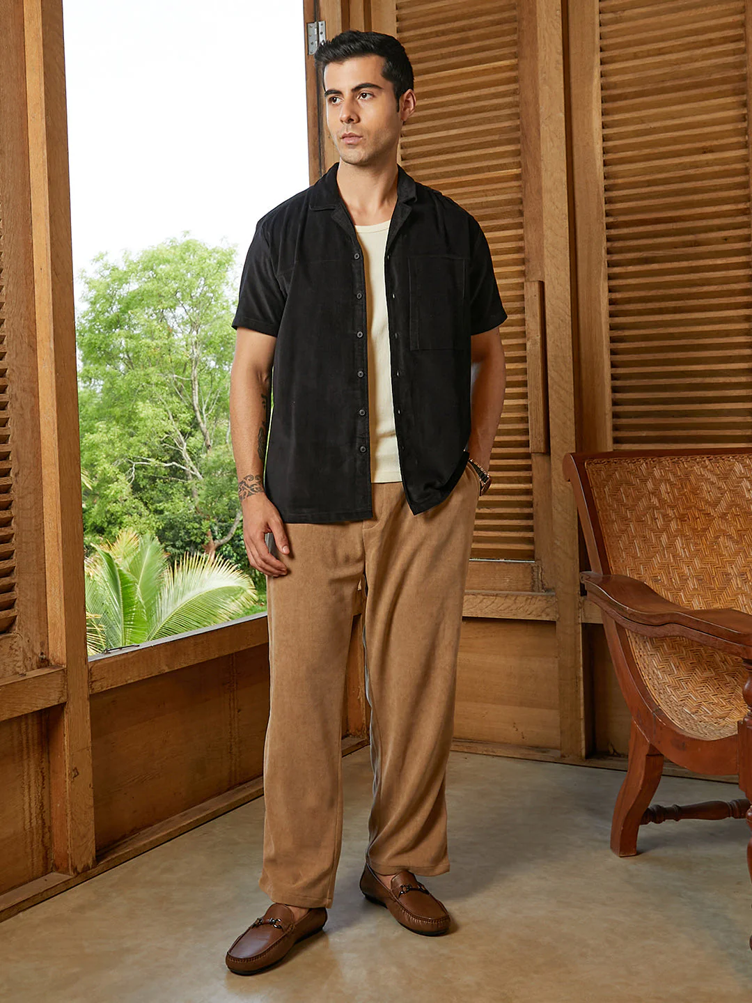 Ribbed Straight-Fit Pleated Trousers - Image 5
