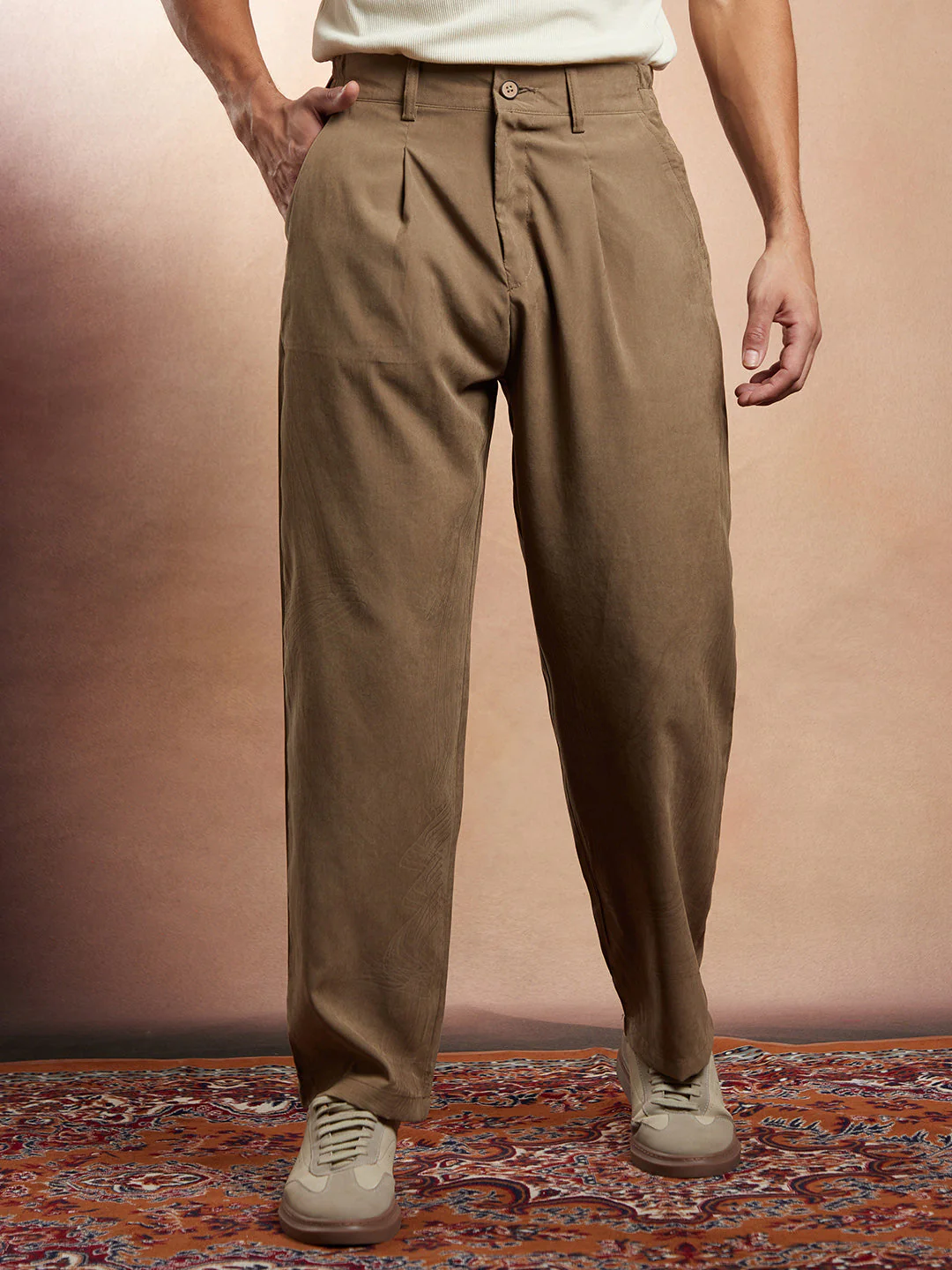 Straight-Fit Pleated Tailored Trousers - Image 2