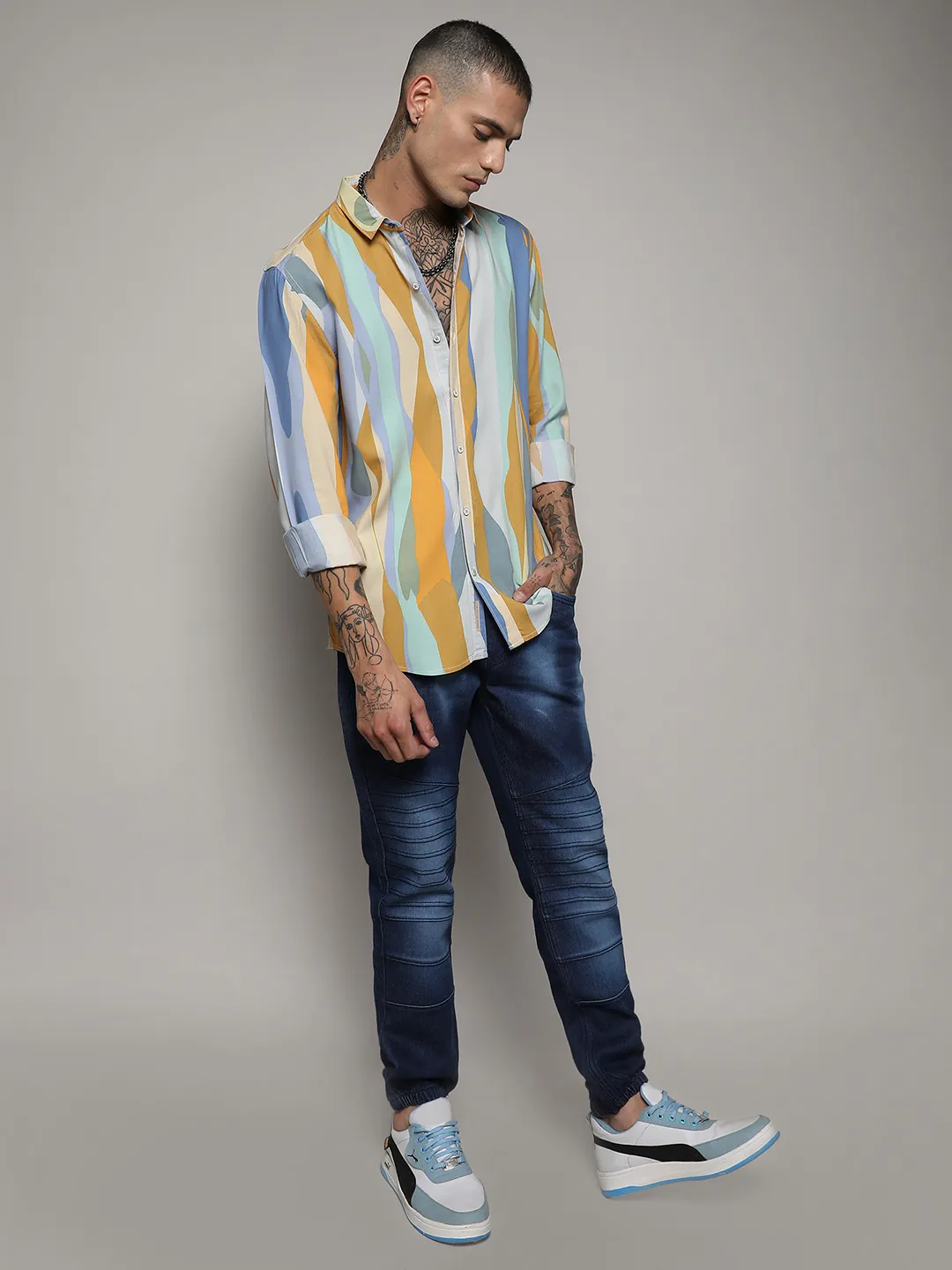 Contrast Abstract Print Shirt - Image 5