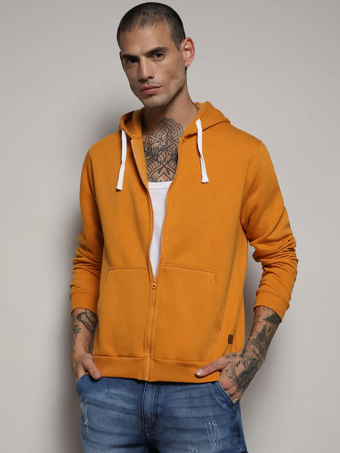 Zip-Front Hoodie With Contrast Drawstring - Image 2