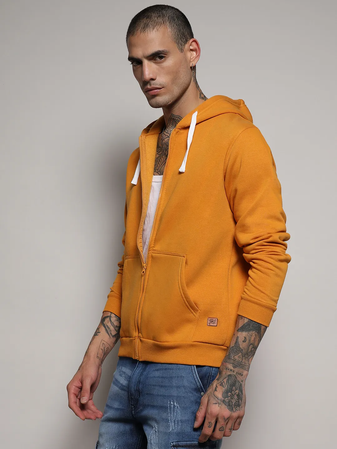 Zip-Front Hoodie With Contrast Drawstring - Image 3
