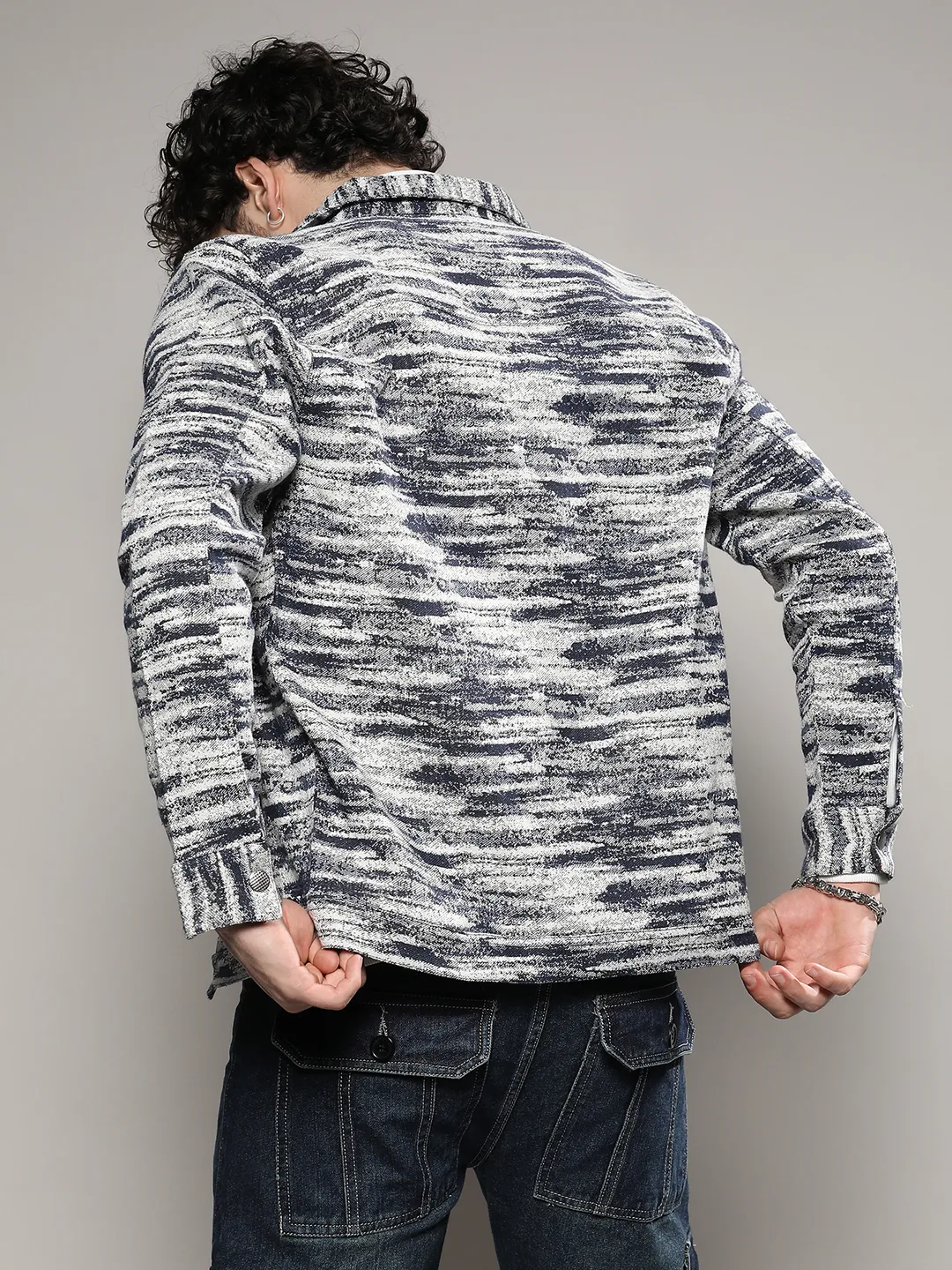 Contrast Heathered Denim Jacket - Image 4